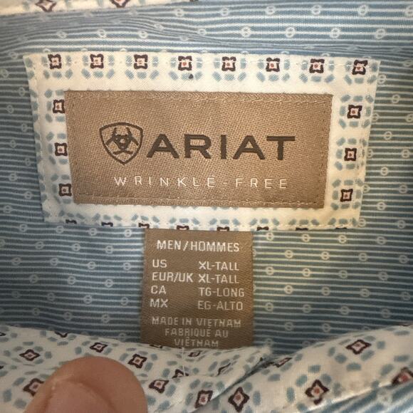 ARIAT MEN'S WRINKLE FREE IAN PORCELAIN BLUE SHIRT 10051507 Size XL Tall - Picture 2 of 7